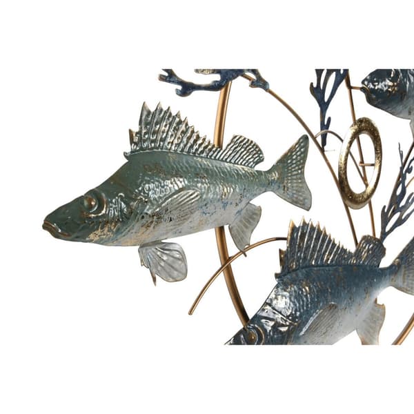 Vægdekoration Home ESPRIT Blå Gylden Middelhavet Fisk 91 x 4,5 x 50 cm