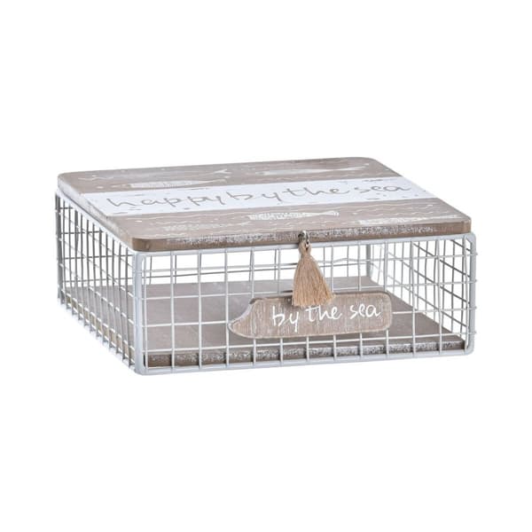 Koristerasia DKD Home Decor Valkoinen Ruskea Puu Metalli Spiraalit Välimeren
