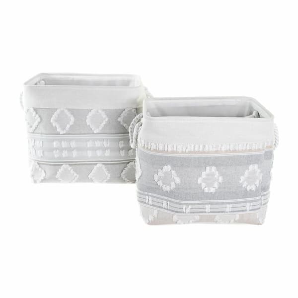 Korisetti DKD Home Decor Harmaa Puuvilla (45 x 35 x 40 cm) (2 Kappaletta)