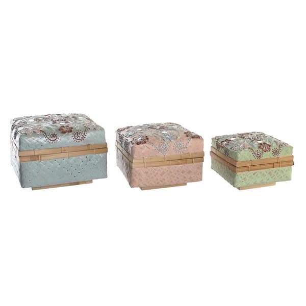 Korisetti DKD Home Decor Monivärinen Bambu Boho 29 x 29 x 22 cm