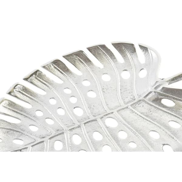 Borddekoration Home ESPRIT Sølvfarvet Aluminium Moderne Blad af en plante 38,5 x 28 x 3 cm
