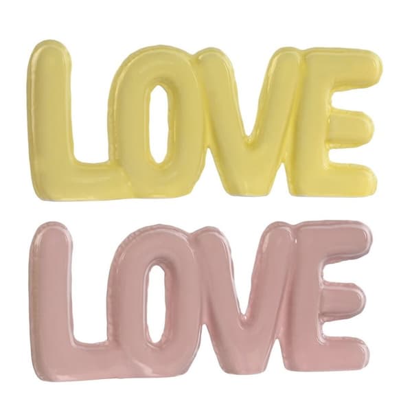 Prydnadsfigur Home ESPRIT LOVE Gul Rosa Barn 24 X 2,5 X 10 cm (2 antal)
