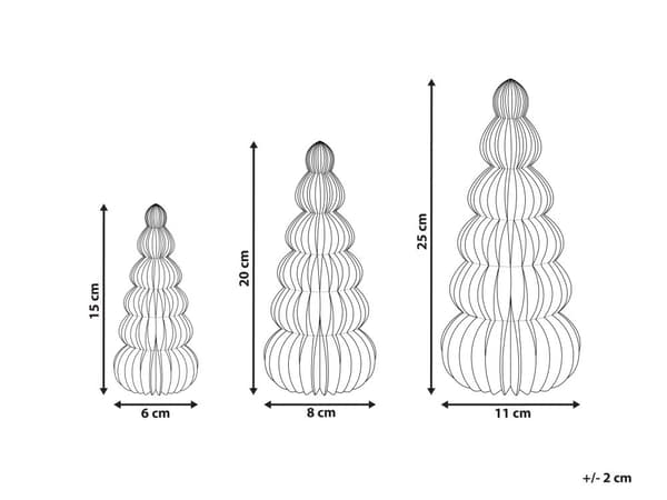 Sæt med 3 dekorative juletræer Beige og røde honeycomb-figurer Festlig dekoration til ferien