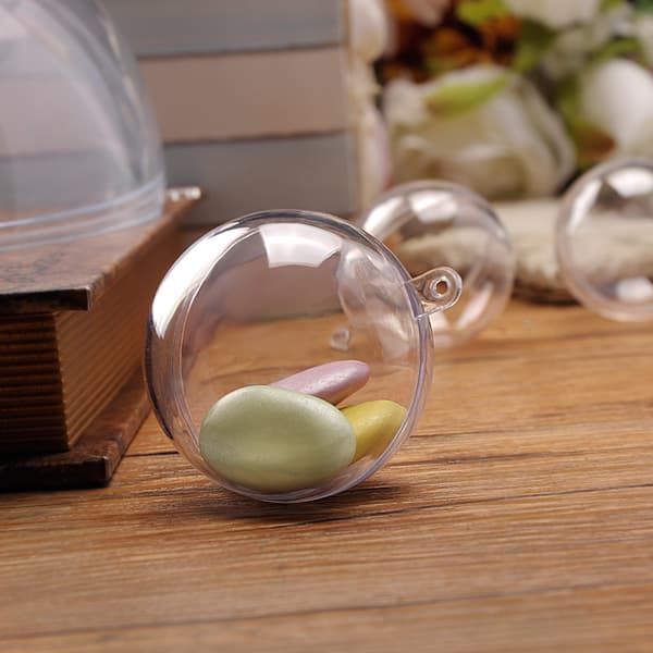 INF 5 stk. gjennomsiktige plastfyllbare ornamenter, 10 cm eggformet