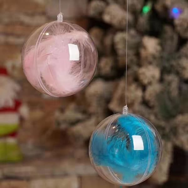 INF Set med 5 fyllbara prydnadsbollar i klar plast - perfekt för DIY-hantverk