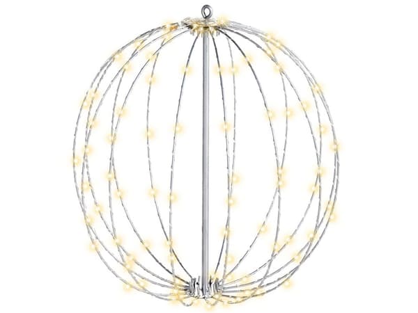 Udendørs LED-dekoration Sølvmetal 42 cm Hængende kugle Juledekorationer Julelys Indendørs Udendørs