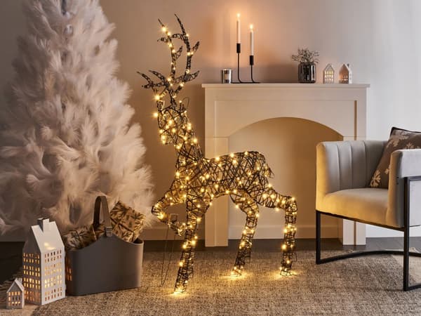 Udendørs LED-dekoration Sølvmetal 140 cm rensdyr Juledekorationer Julelys Indendørs Udendørs