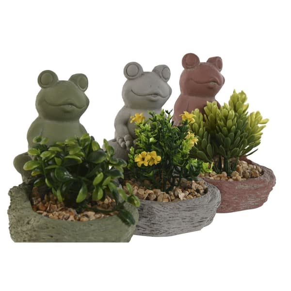 Dekorativ plante Home ESPRIT Polyetylen Cement Frø 9 x 9 x 13 cm (3 enheder)