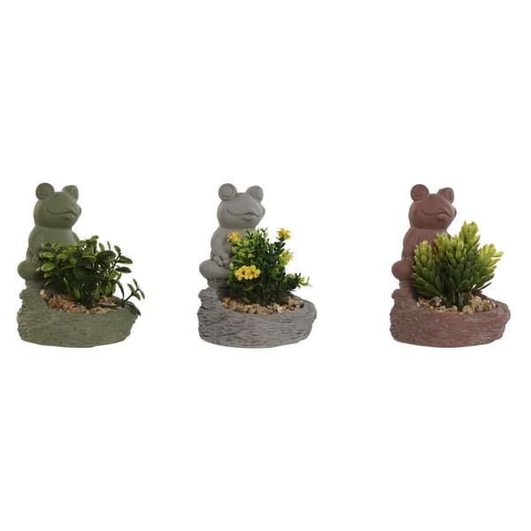 Dekorativ plante Home ESPRIT Polyetylen Cement Frø 9 x 9 x 13 cm (3 enheder)
