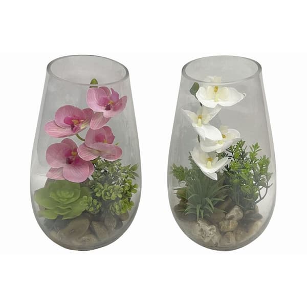 Dekorativ plante Home ESPRIT PVC Krystal 15 x 15 x 25 cm (2 enheder)