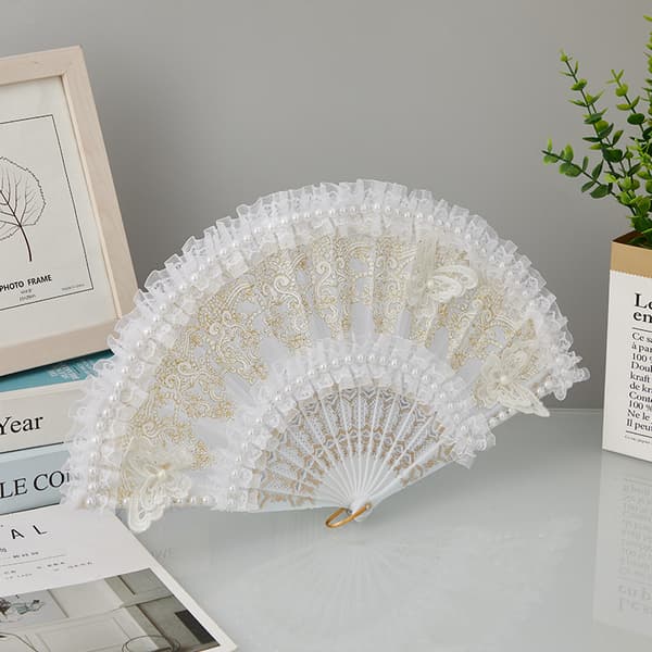 INF Elegant Hvid Blonde Danse Fan Fotografering Prop & Hjem Decor Model 1