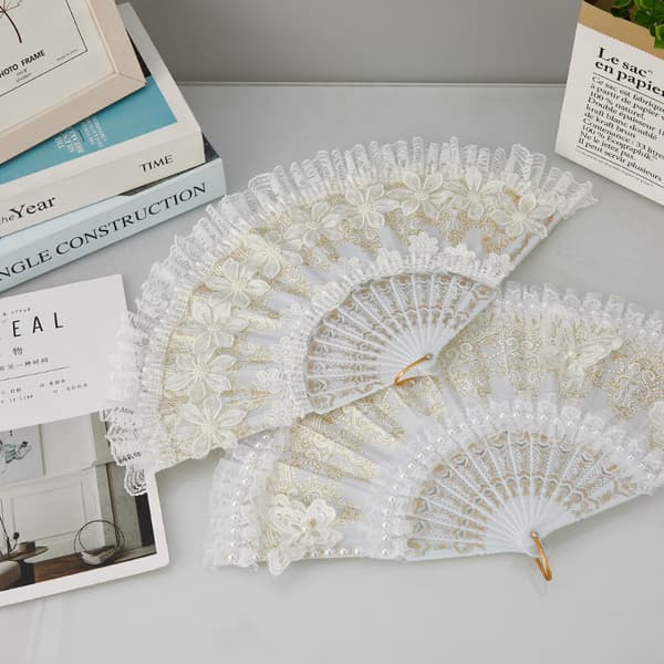 INF Elegant Hvid Blonde Danse Fan Fotografering Prop & Hjem Decor Model 1