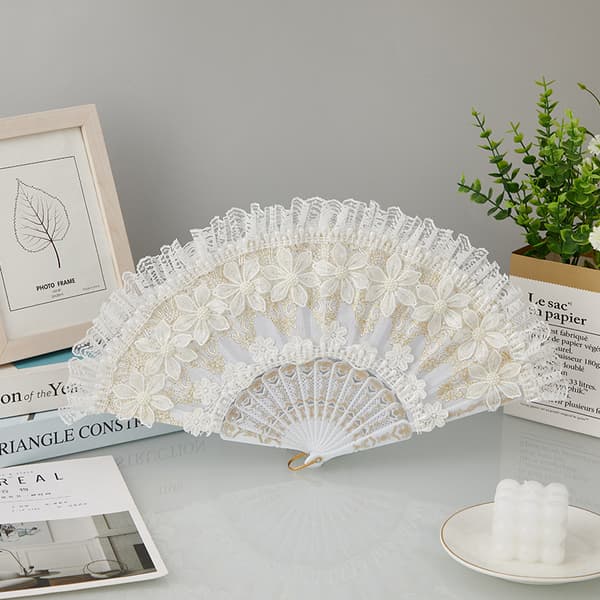INF Elegant Hvid Blonde Danse Fan Fotografering Prop & Hjem Decor Model 1