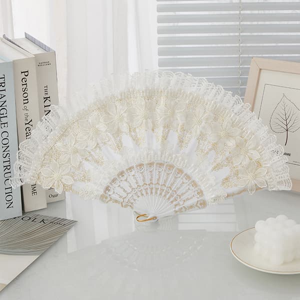 INF Elegant Hvid Blonde Danse Fan Fotografering Prop & Hjem Decor Model 1