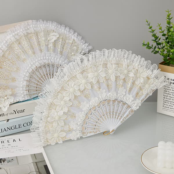 INF Elegant Hvid Blonde Danse Fan Fotografering Prop & Hjem Decor Model 1