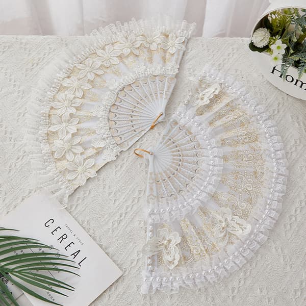 INF Elegant Hvid Blonde Danse Fan Fotografering Prop & Hjem Decor Model 1