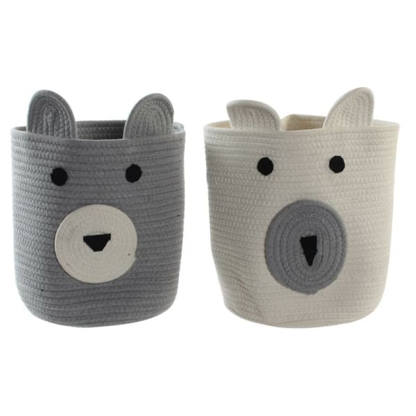 Kurv DKD Home Decor Polyester Børns Bjørn (25 x 25 x 37 cm) (2 enheder)