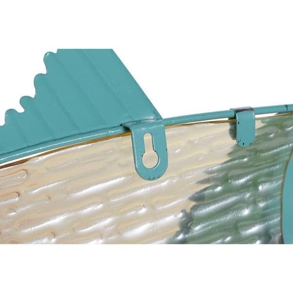 Seinäkoriste Home ESPRIT Sininen Monivärinen Kullattu Kala Välimeren 70 x 4,5 x 25,5 cm (2 osaa)