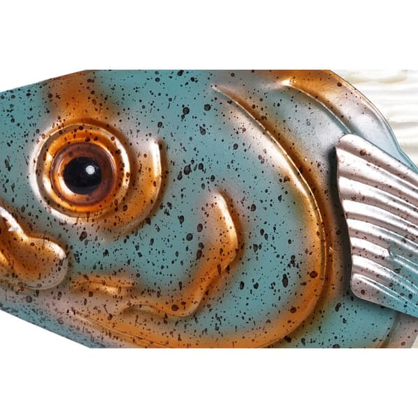 Veggpryd Home ESPRIT Blå Flerfarget Gyllen Fisk Middelhavet 70 x 4,5 x 25,5 cm (2 enheter)