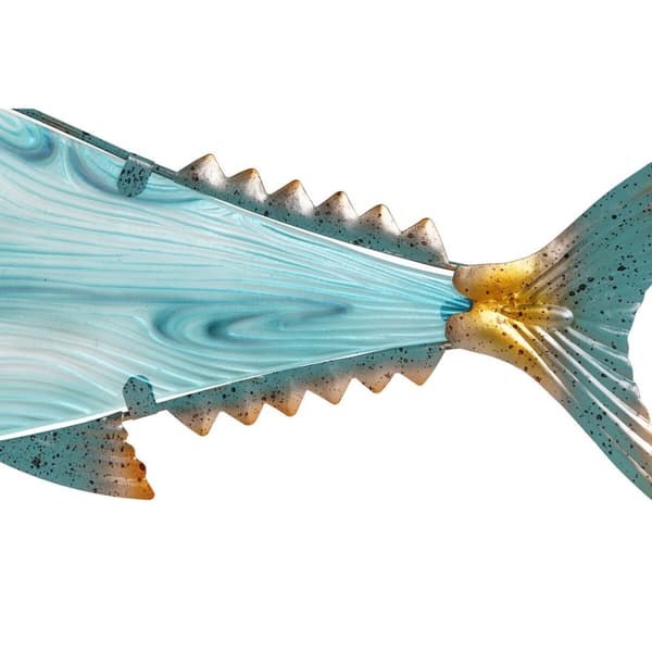 Veggpryd Home ESPRIT Blå Flerfarget Gyllen Fisk Middelhavet 70 x 4,5 x 25,5 cm (2 enheter)