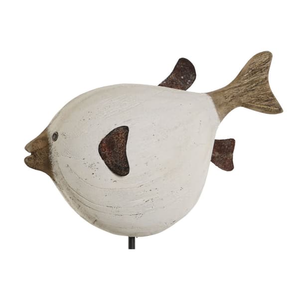 Prydnadsfigur Home ESPRIT Vit Naturell Fisk 24 x 10 x 33 cm