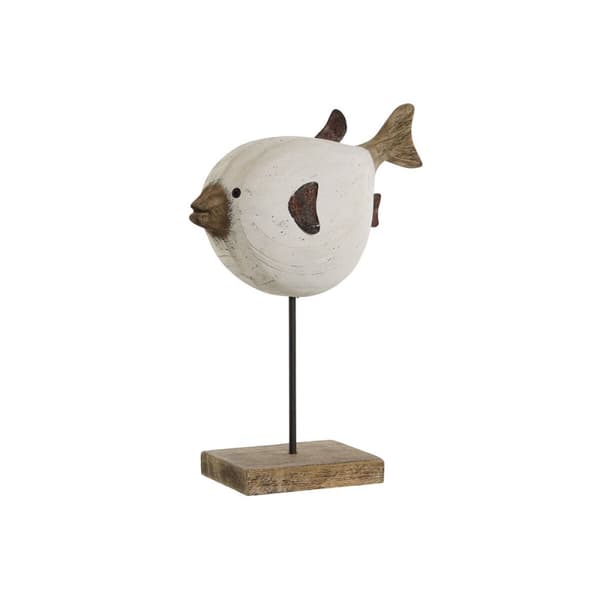Prydnadsfigur Home ESPRIT Vit Naturell Fisk 24 x 10 x 33 cm