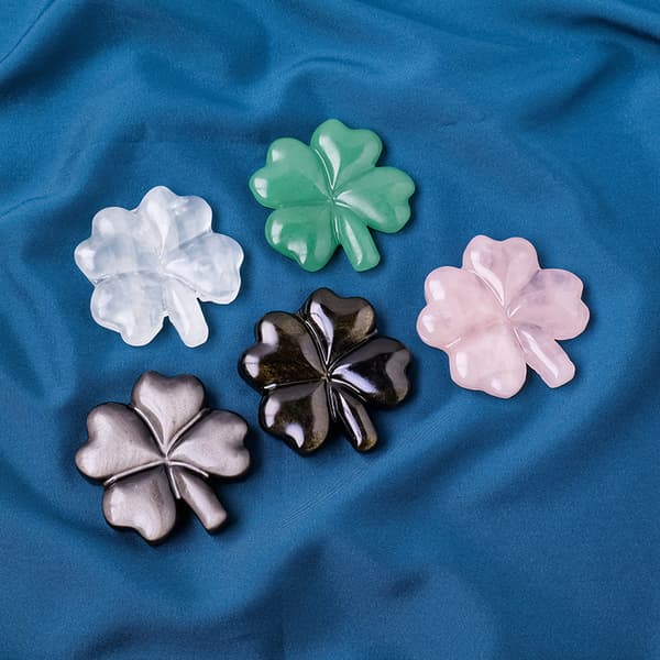 INF Obsidian Crystal Clover - Natursten prydnad