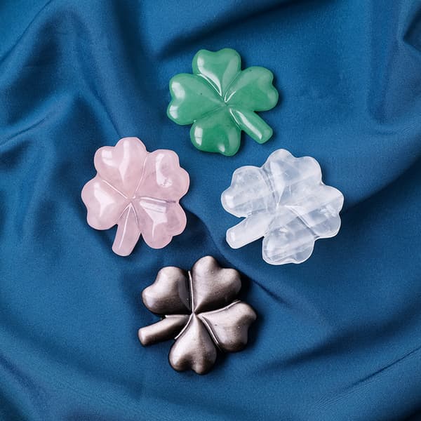 INF Obsidian Crystal Clover - Natursten prydnad