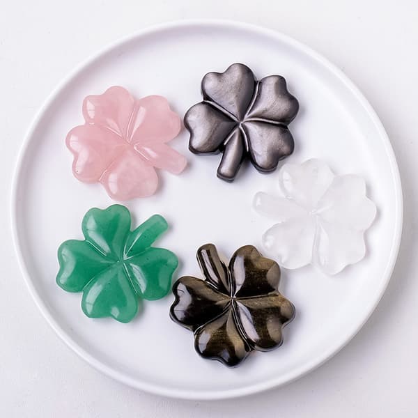 INF Obsidian Crystal Clover - Natursten prydnad