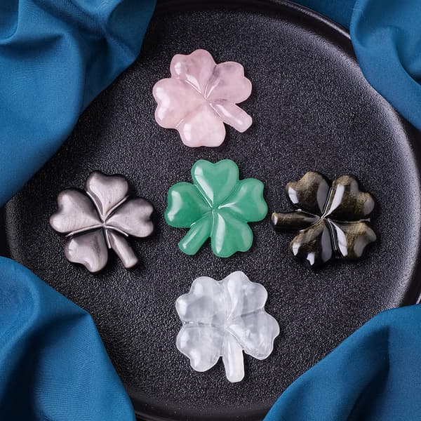 INF Obsidian Crystal Clover - Natursten prydnad