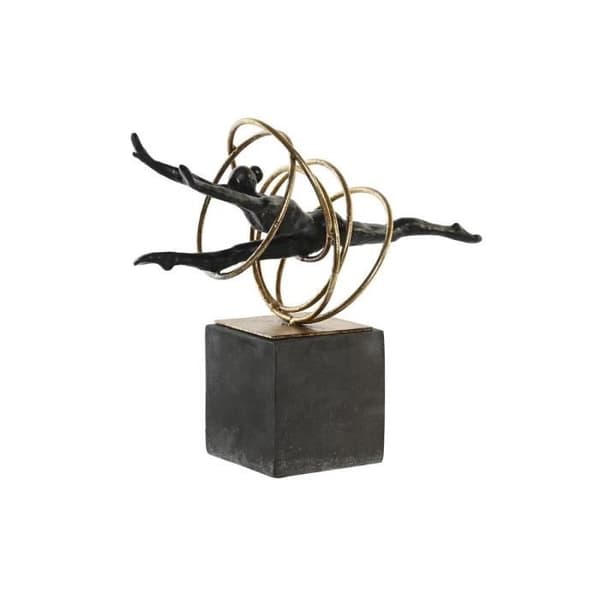 dekorativ statyett svart guld metall modernt harts (36 x 14 x 29,5 cm)