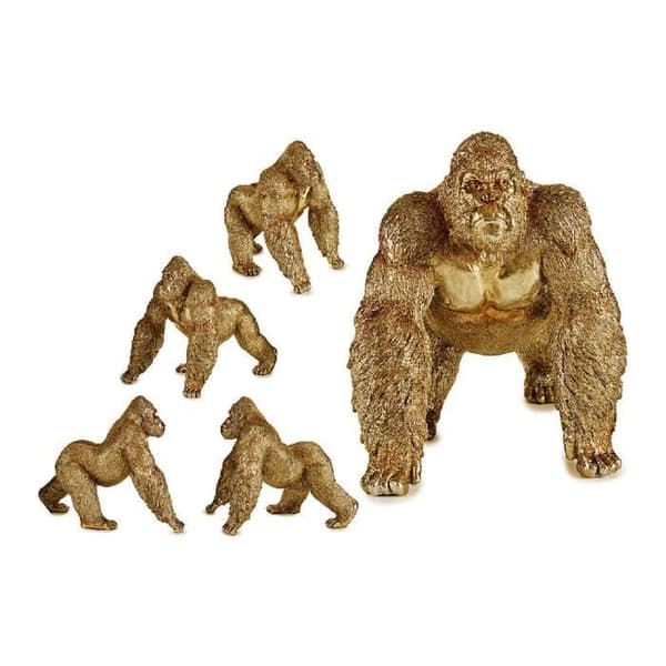 dekorativ statyett gorilla gyllene harts (30 x 35 x 44 cm)