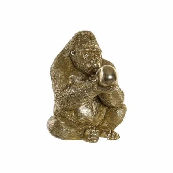 dekorativ gyllene statyett hartsgorilla (33 x 33 x 43 cm)