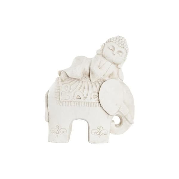 dekorativ figur i åldrad finish orientalisk vit elefant magnesium (42 x 24 x 46 cm)