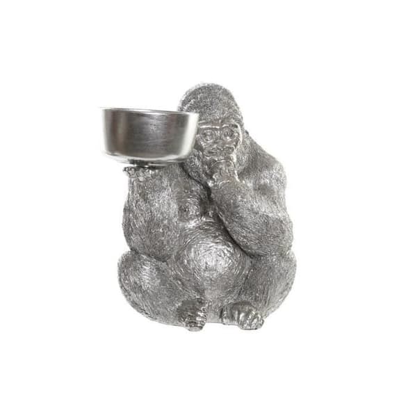 dekorativ statyett silverhartsgorilla (32 x 26,5 x 36 cm)