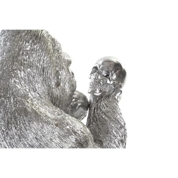 dekorativ statyett gorilla i silverharts (38,5 x 33 x 43,5 cm)