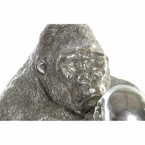 dekorativ statyett gorilla i silverharts (38,5 x 33 x 43,5 cm)
