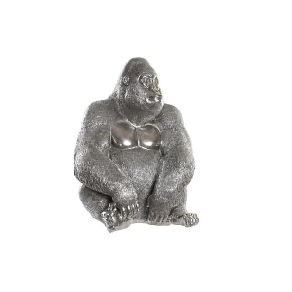 dekorativ statyett gorilla i silverharts (46 x 40 x 61 cm)