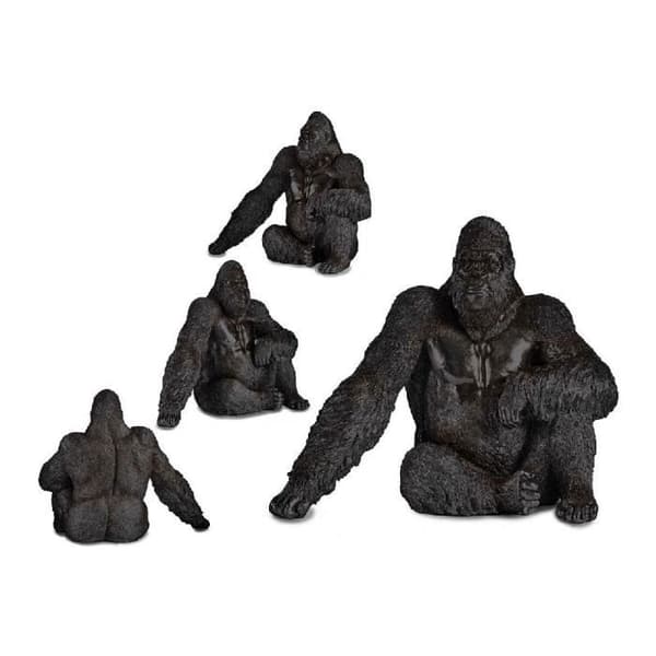 dekorativ statyett svart gorillaharts (34 x 50 x 63 cm)