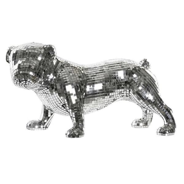 dekorativ figur engelsk silver bulldog modernt harts (45,5 x 21,5 x 25 cm)