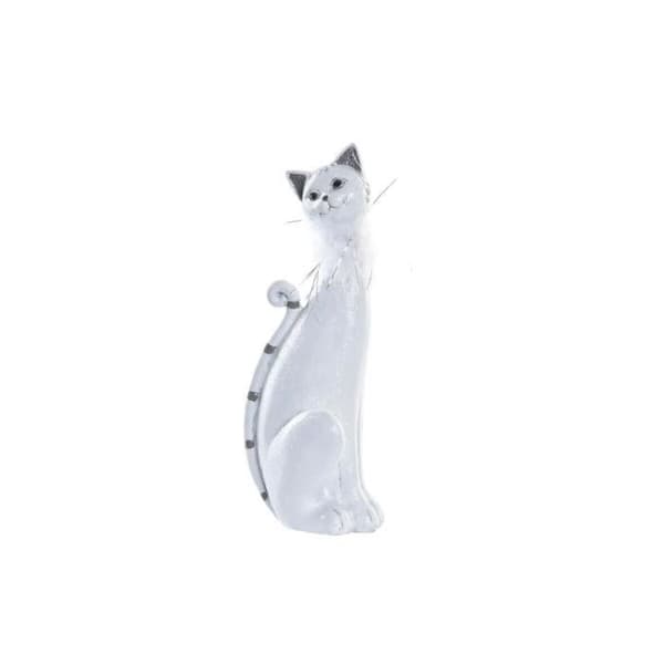 dekorativ statyett vit romantisk katt 9 x 9 x 24 cm