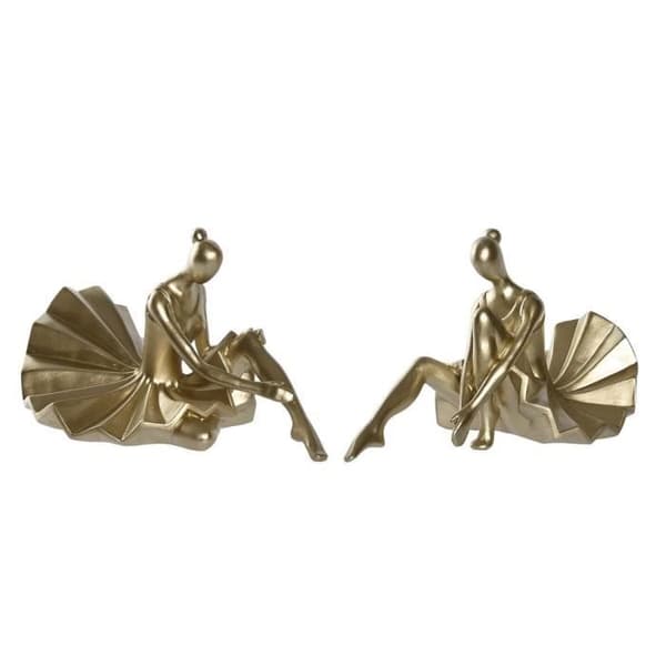 dekorativ statyett 17 x 23 x 14,5 cm gyllene klassisk dansare (2 enheter)