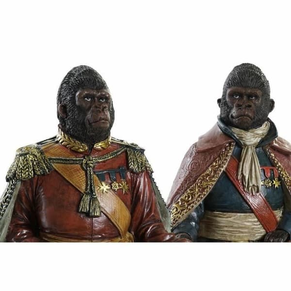 dekorativ figur 14 x 12,5 x 31,5 cm brun flerfärgad kolonialgorilla (2 enheter)