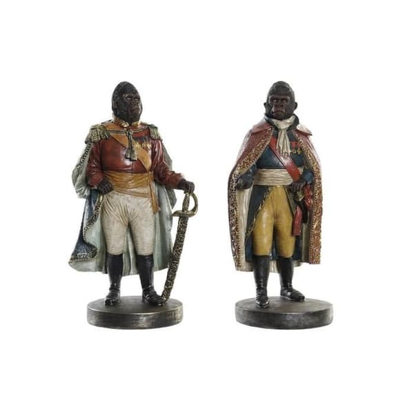 dekorativ figur 14 x 12,5 x 31,5 cm brun flerfärgad kolonialgorilla (2 enheter)