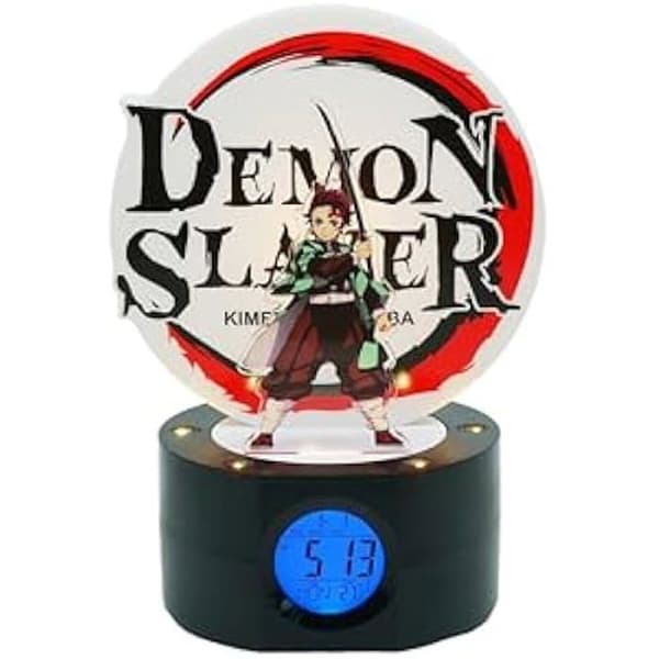 TEKNOFUN belyst väckarklocka - Demon Slayer Tanjiro - Svart, Röd, Vit, Grön - Fungerar med batterier eller USB-kabel