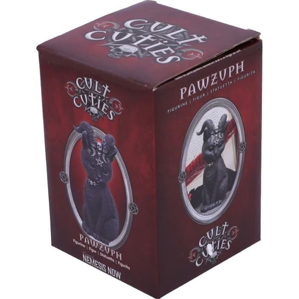 Dekorativt föremål - NEMESIS NOW - Pawzuph Horned Occult Cat Figurine - Vit - Plast - Harts - Samtida