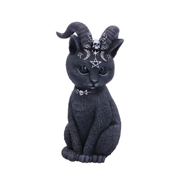Dekorativt föremål - NEMESIS NOW - Pawzuph Horned Occult Cat Figurine - Vit - Plast - Harts - Samtida