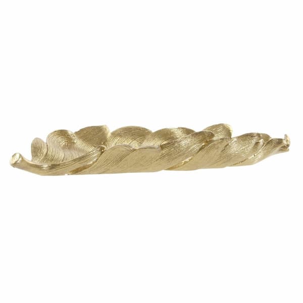 Bakke DKD Home Decor S3017331 Ark Gylden Harpiks Blad af en plante (39 x 18 x 4.7 cm) (39 cm)