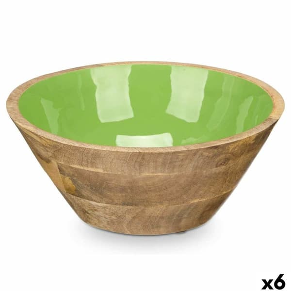 Skål MALI-701 G Grøn Neglelak Mangotræ 24,3 x 10,5 x 24,3 cm (6 enheder)