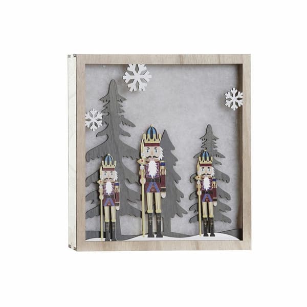 Seinäkoriste DKD Home Decor Pähkinänsärkijä Puu MDF (2 pcs) (30 x 4.5 x 30 cm)